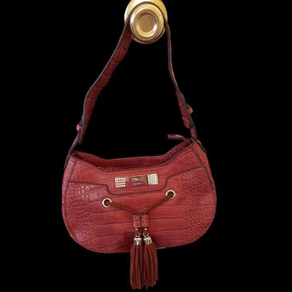 Guess Handbags - - Guess Brown faux Alligator purse 11x6 1/2 inches VGC